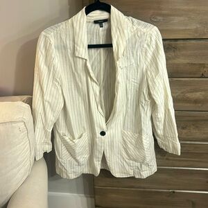 Linen white with black stripe blazer